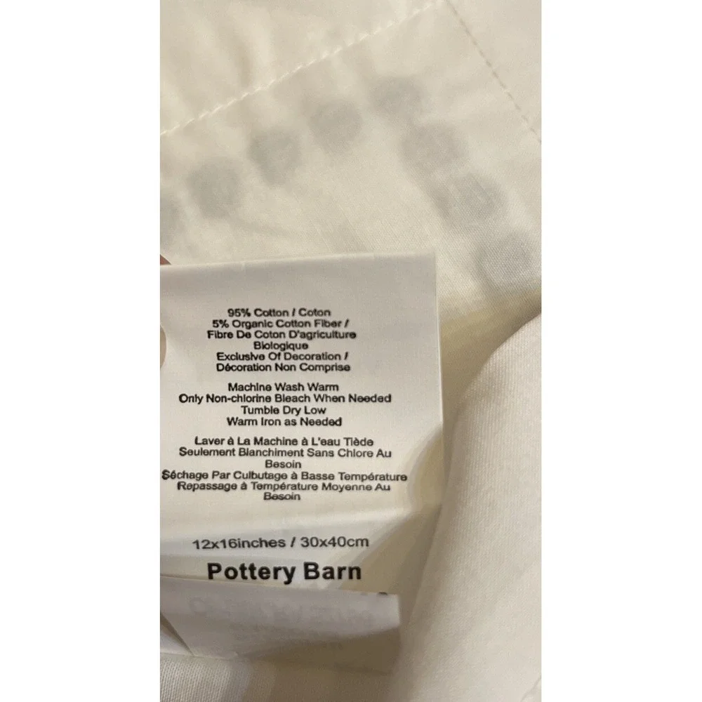 Pottery Barn Pearl Embroidered Pillow Shams White Green Mist Set of 2 NWT 12x16